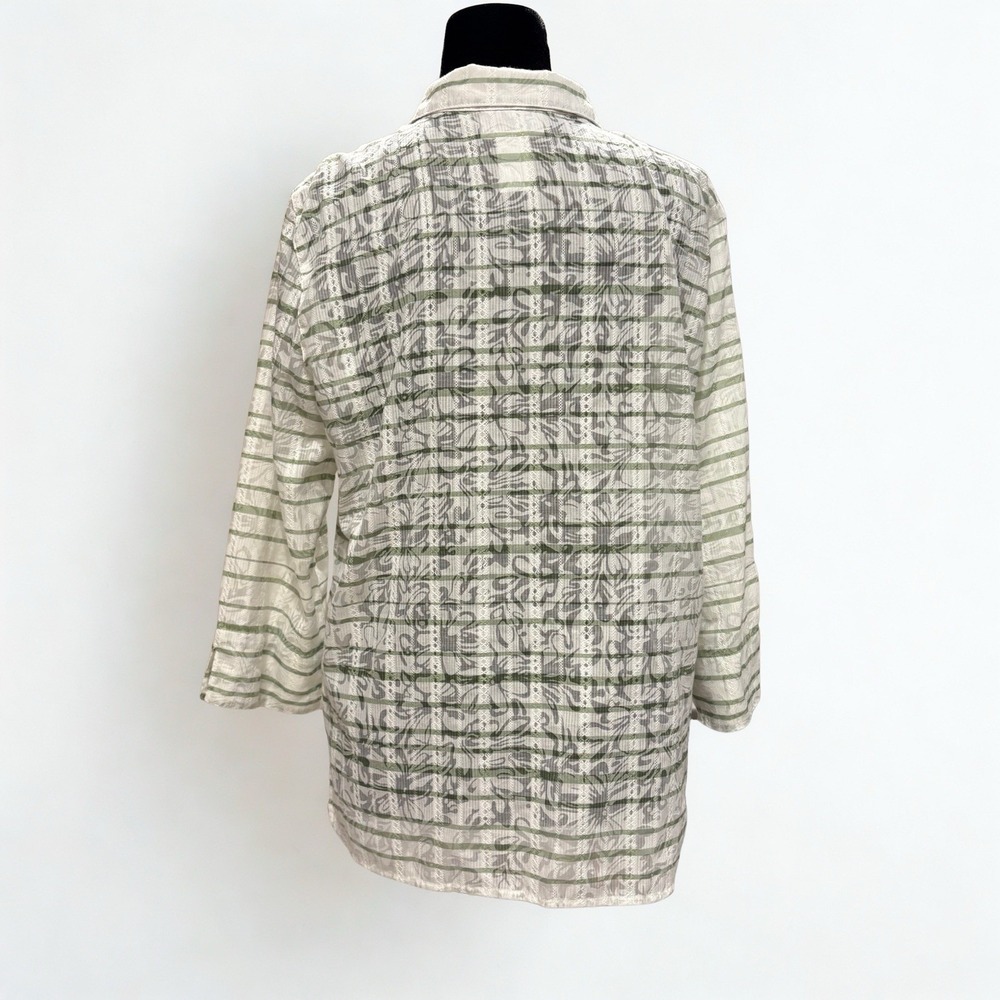 Alfred Dunner Woman's Striped Floral Blouse Semi-Sheer 3/4 Sleeve Size S Vintage - Picture 3 of 11